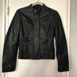 BB Dakota Black Leather Jacket - Small
